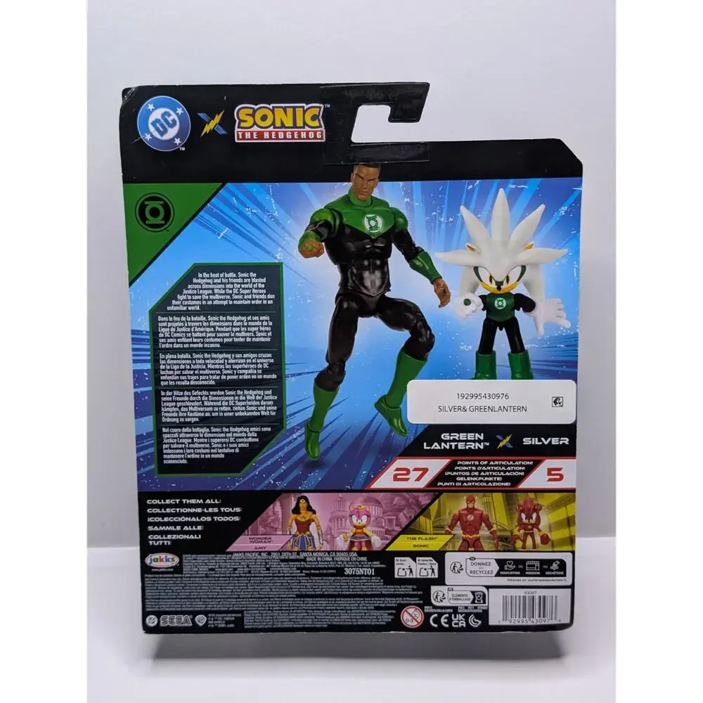 Jakks Pacific DC x Sonic The Hedgehog Silver and Green Lantern Action Figure